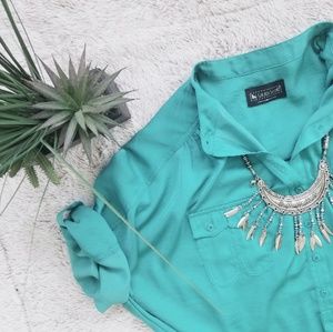 LAURA SCOTT shirt dress, teal